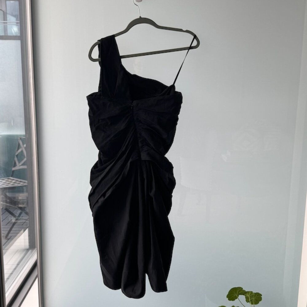 Black All Saints One-Shoulder Ruched Dress sz 8